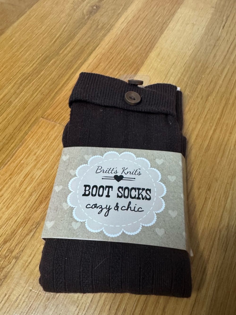 Britt’s Knits NEW Brown Button Detail Boot Socks - One Size Fits Most